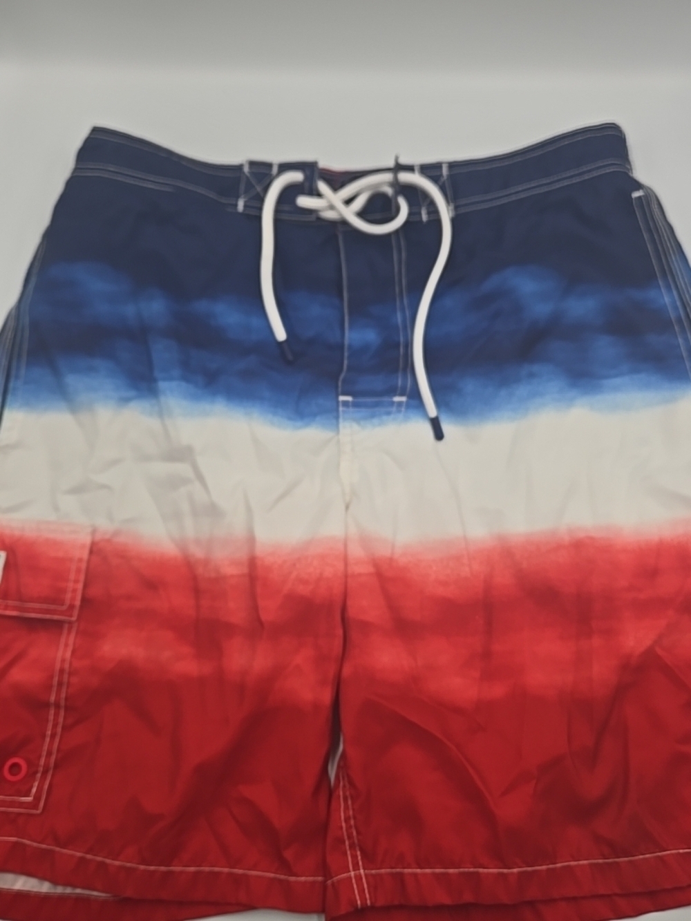 Polo by Ralph Lauren Red, White & Blue Gradient Swim Board Shorts